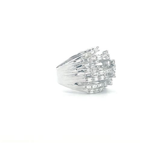 5.25 Carat Baguette Diamond Cluster Multi-Strand Highway Ring …