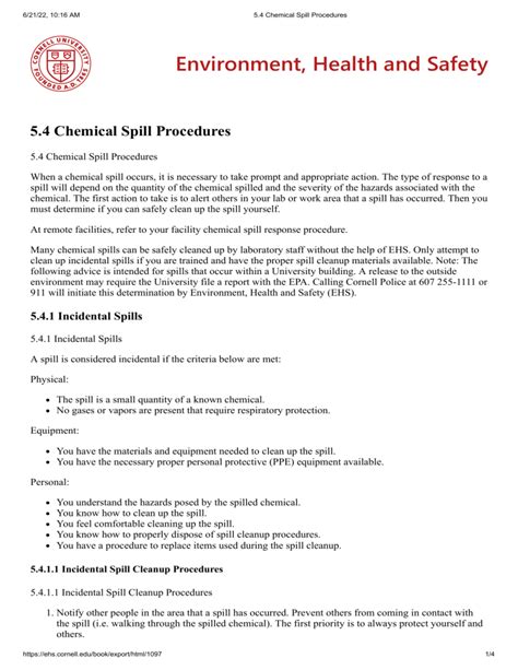 5.4 Chemical Spill Procedures - Cornell University - wintechmobiles.com