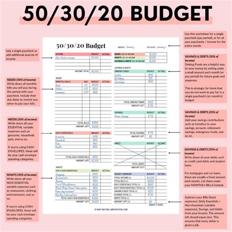 50/30/20 Rule Template