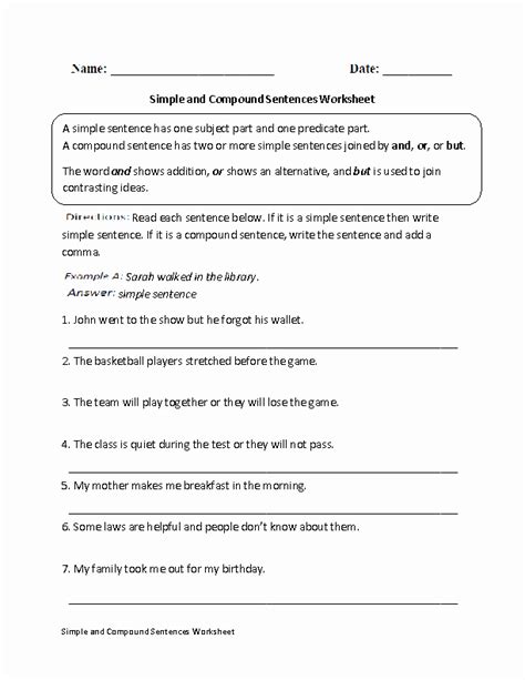 50 Compound Sentences Worksheet Pdf Chessmuseum Template Library