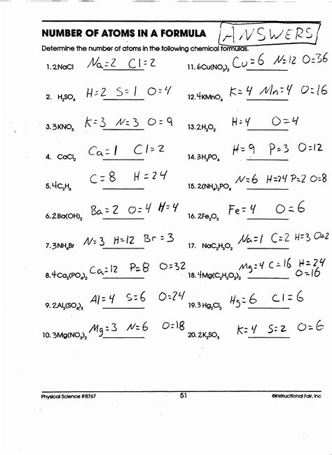 50 Counting Atoms Worksheet Answer Key