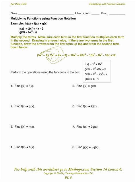 50 Function Notation Worksheet Answers