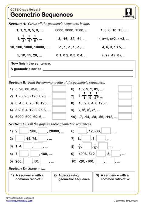 50 Geometric Sequence Practice Worksheet