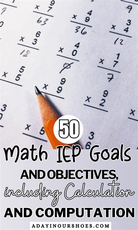 50 Math IEP Goals and Objectives, including Calculation and Computation