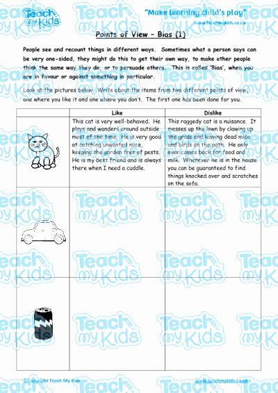 50 Point Of View Worksheet 11 Chessmuseum Template Library
