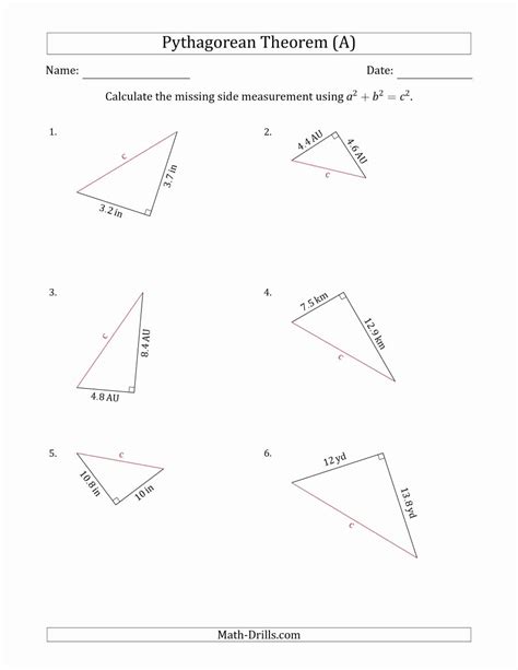50 Pythagorean theorem Worksheet Answer Key Chessmuseum Template Library