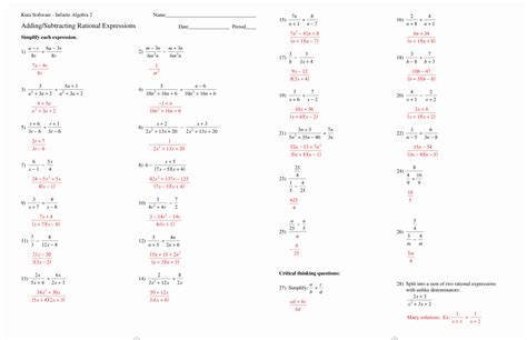 50 Simplify Rational Expressions Worksheet Chessmuseum Template Library