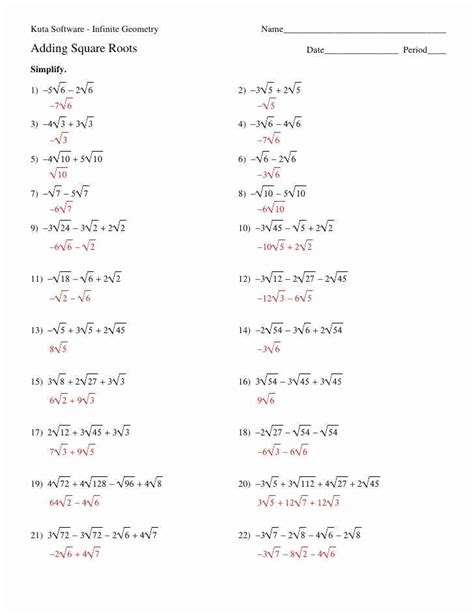 50 Simplify Square Root Worksheet