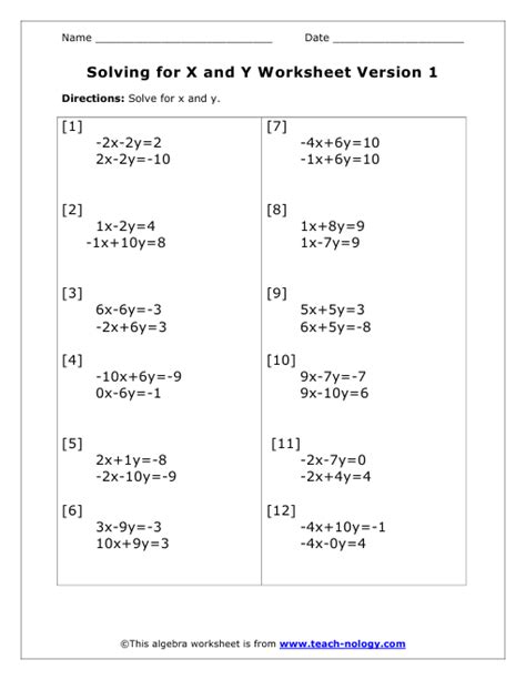 50 Solving For Y Worksheet