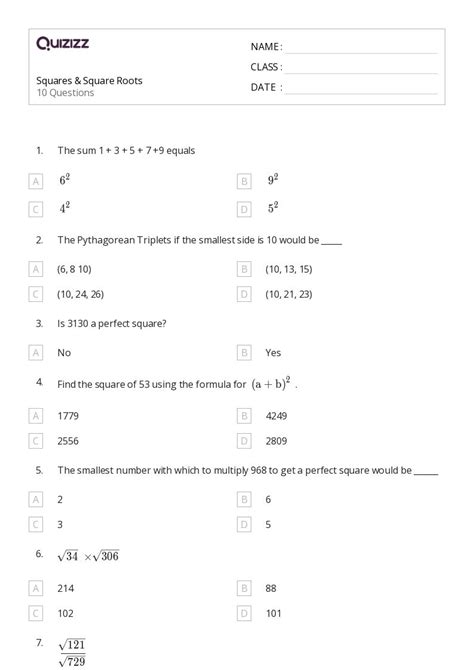 50 Square Practice Worksheet