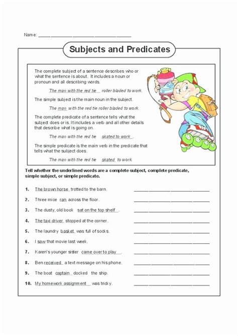50 Subject Predicate Worksheet Pdf