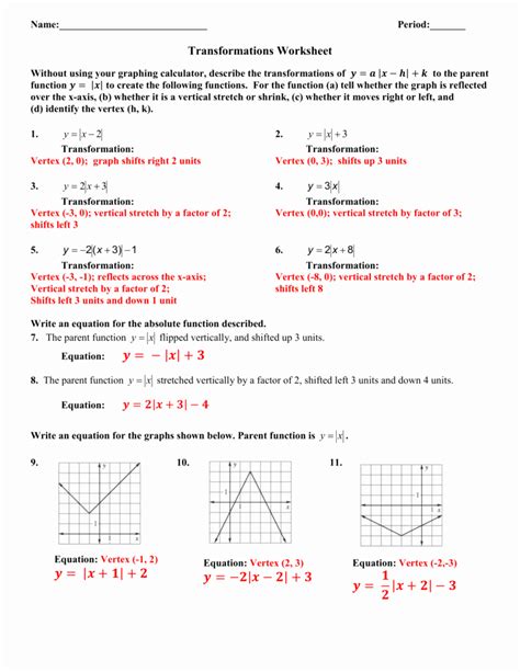 50 Transformations Of Functions Worksheet Chessmuseum Template Library