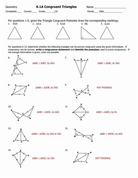 50 Triangle Congruence Worksheet Answer Key