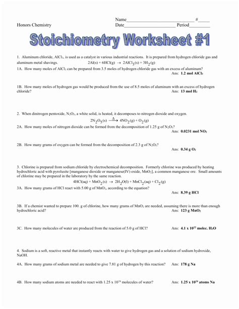 50 Worksheet For Basic Stoichiometry Answer