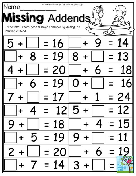 50 Addition And Missing Addends Worksheets For 1st Missing Addends Worksheets 1st Grade - Missing Addends Worksheets 1st Grade
