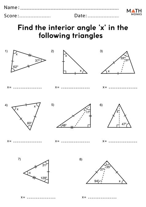 50 Angles In A Triangle Worksheet Angles Of Triangles Worksheet - Angles Of Triangles Worksheet