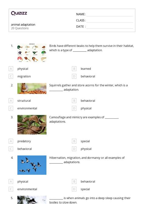 50 Animal Adaptations Worksheets On Quizizz Free Amp Science Adaptation Worksheet 5 Grade - Science Adaptation Worksheet 5 Grade