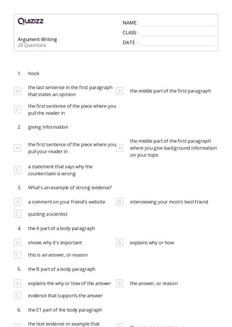50 Argument Writing Worksheets On Quizizz Free Amp Argument Writing Vocabulary - Argument Writing Vocabulary