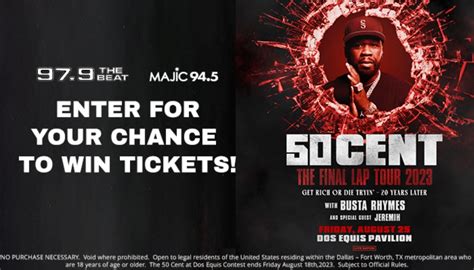 50 cent dos equis pavilion. 50 Cent will embark on a tour commemorating the 20th anniversary of 'Get Rich or Die Tryin',' with support ... Dallas, TX @ Dos Equis Pavilion Aug. 27 – Albuquerque, NM @ Isleta Amphitheater ... 