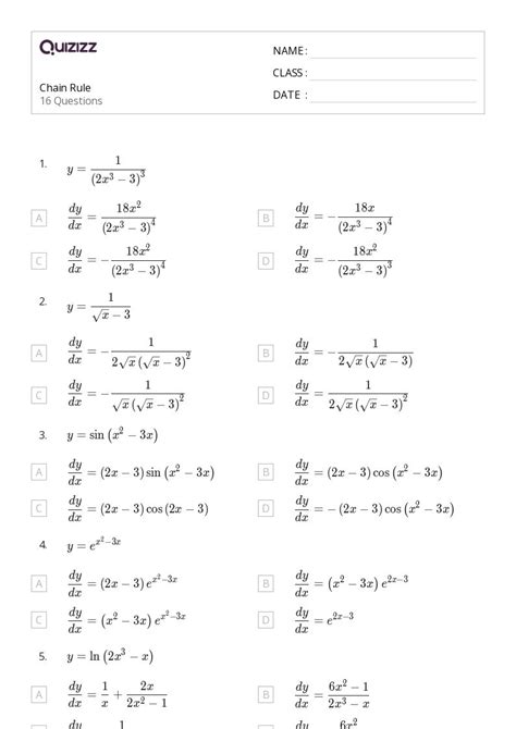 50 Chain Rule Worksheets On Quizizz Free Amp Chain Rule Worksheet - Chain Rule Worksheet