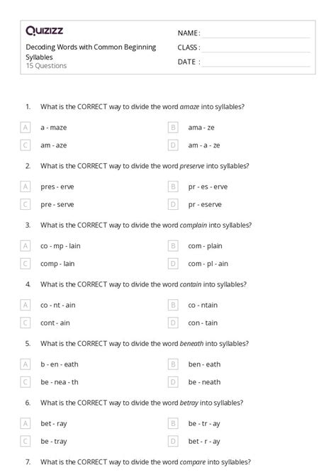 50 Decoding Words Worksheets On Quizizz Free Amp Deocding Worksheet 6th Grade - Deocding Worksheet 6th Grade