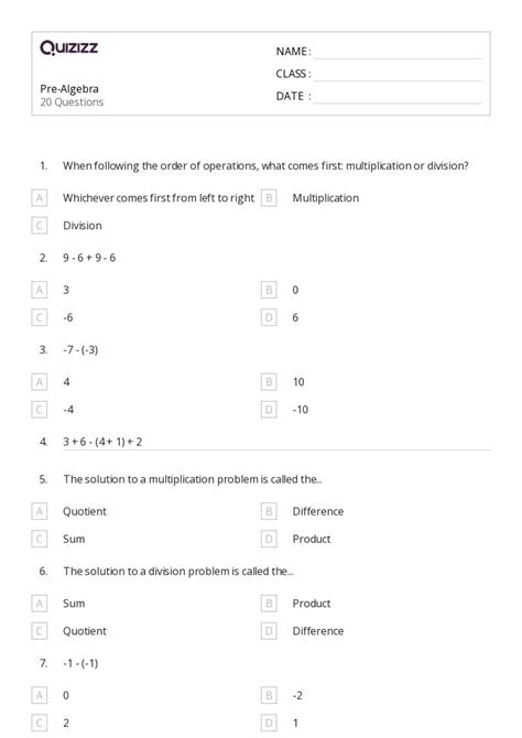 50 Grade 9 Worksheets On Quizizz Free Amp 9th Grade Math Worksheets Printable - 9th Grade Math Worksheets Printable