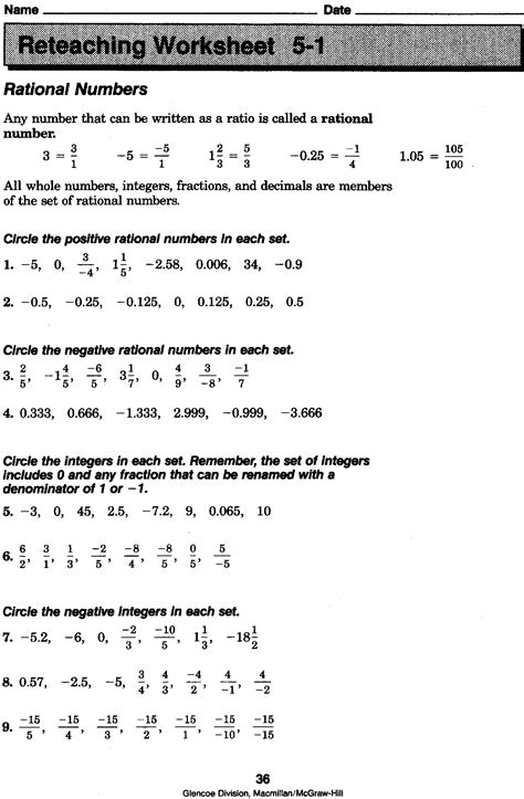 50 Integers And Rational Numbers Worksheets For 6th Rational Numbers Worksheet 6th Grade - Rational Numbers Worksheet 6th Grade