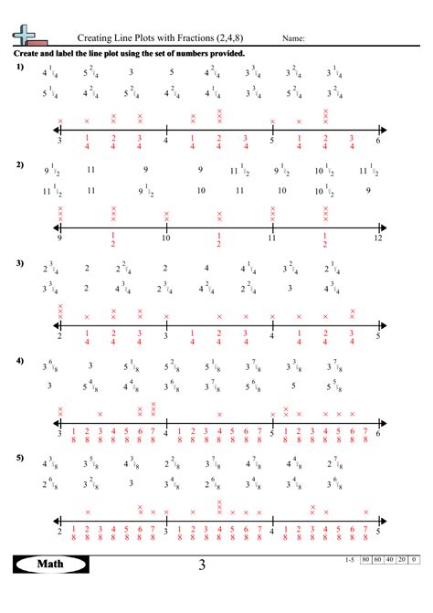 50 Line Plots With Fractions Worksheet Line Plot With Fractions - Line Plot With Fractions