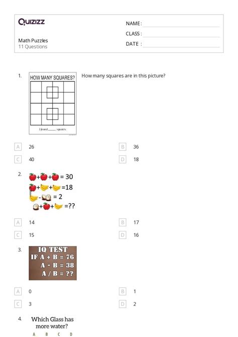 50 Math Puzzles Worksheets On Quizizz Free Amp Printable Math Puzzle Worksheets - Printable Math Puzzle Worksheets