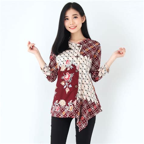 50 Model Baju Batik Terbaru Atasan Couple Kantor Desain Baju Batik - Desain Baju Batik
