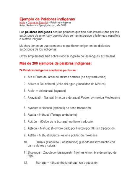 50 Palabras Indigenas