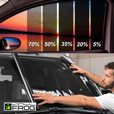 50 percent windshield tint. 50%. A 50% car window tint means that only 50% of the light will pass through their windows. This still offers UV protection and reduces glare, but it allows for more visibility. This is a good choice for those who live in colder climates, as it prevents excessive frost buildup on your windows. 