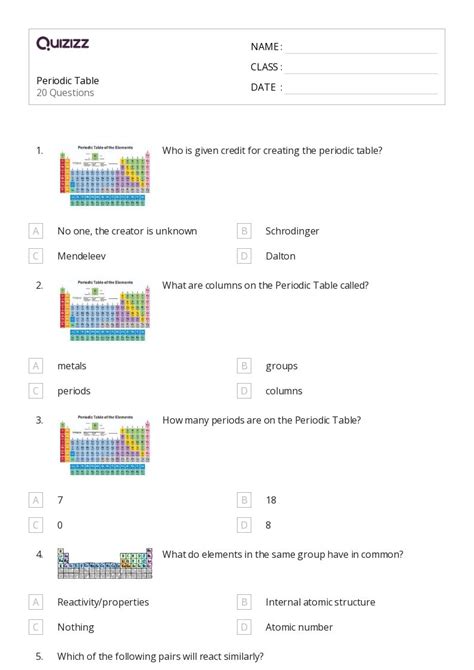 50 Periodic Table Worksheets On Quizizz Free Amp Periodic Table Facts Worksheet - Periodic Table Facts Worksheet