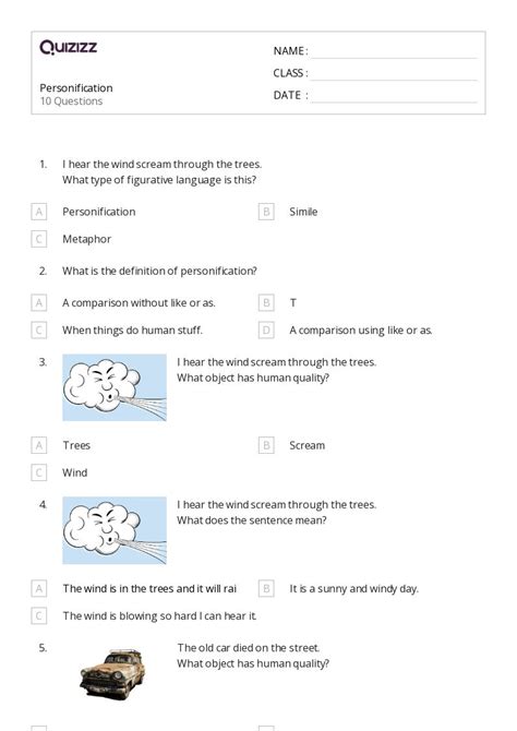50 Personification Worksheets On Quizizz Free Amp Printable 5th Grade Personification Worksheet - 5th Grade Personification Worksheet