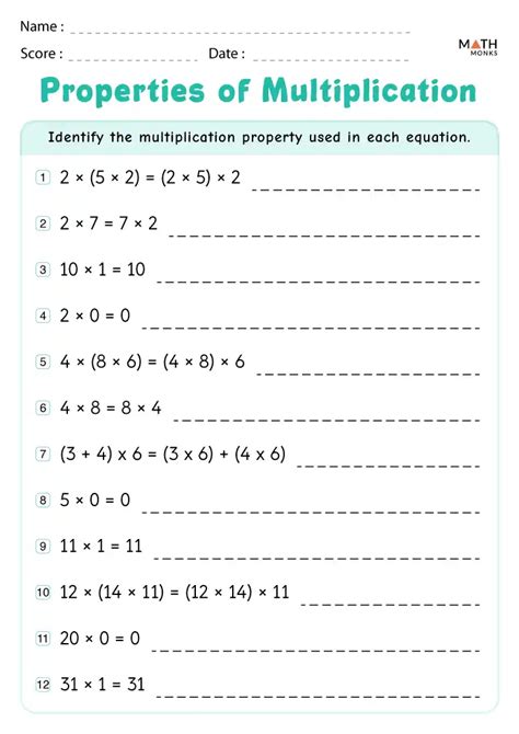50 Properties Of Multiplication Worksheets For 7th Grade Multiplication Properties Worksheet - Multiplication Properties Worksheet