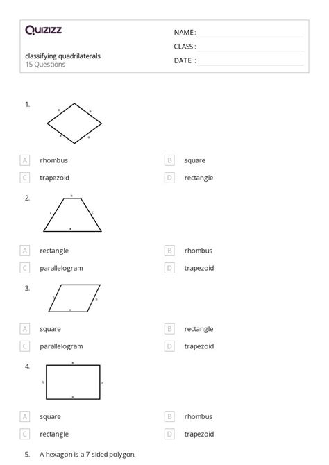 50 Quadrilaterals Worksheets On Quizizz Free Amp Printable Quadrilateral Worksheets 4th Grade - Quadrilateral Worksheets 4th Grade
