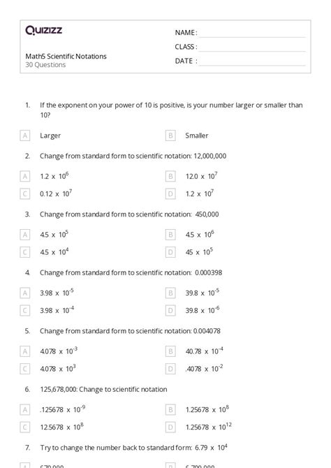 50 Scientific Notation Worksheets On Quizizz Free Amp Scientific Notation Worksheet Grade 11 - Scientific Notation Worksheet Grade 11