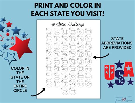 50 States Challenge Printable Printable 50 State Checklist - Printable 50 State Checklist