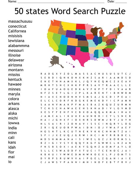 50 States Word Search Wordmint 50 State Word Search Printable - 50 State Word Search Printable