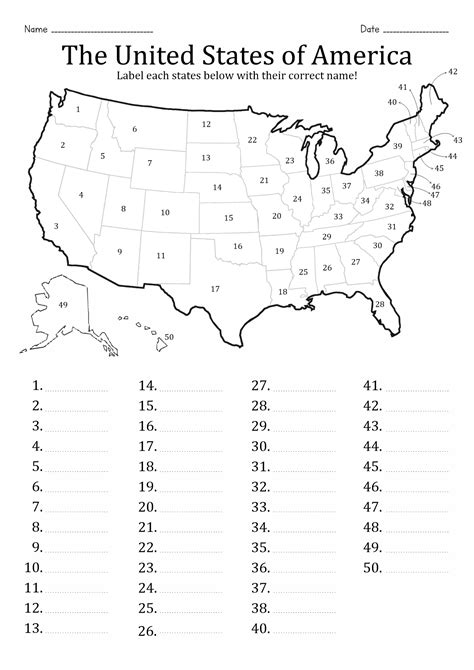 50 States Worksheets Tutoring Hour 50 States Map Worksheet - 50 States Map Worksheet