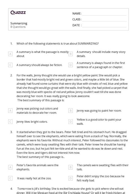 50 Summarizing Worksheets On Quizizz Free Amp Printable Summary Worksheet 2nd Grade - Summary Worksheet 2nd Grade