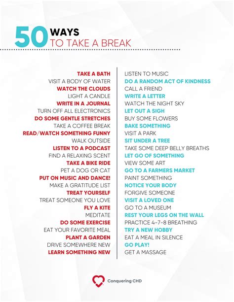 50 Ways To Take A Break