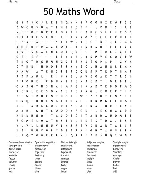 50 Words For Maths Word Search Wordmint Math Word Searches Printable - Math Word Searches Printable