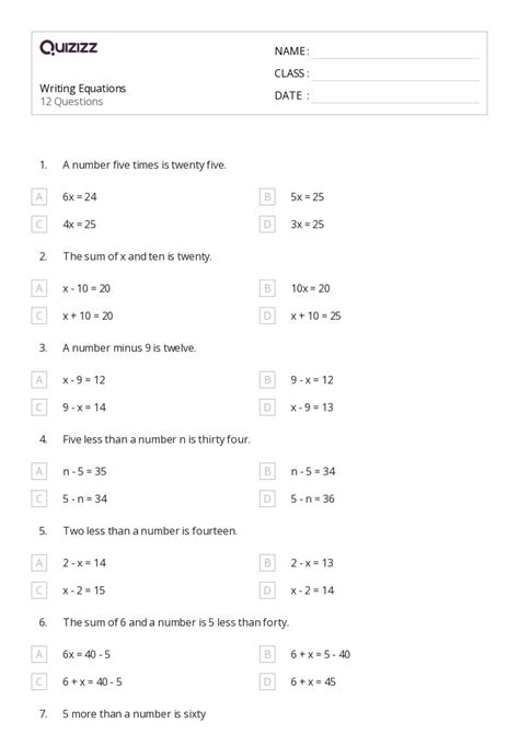 50 Writing Equations Worksheets On Quizizz Free Amp Writing Equations Practice - Writing Equations Practice