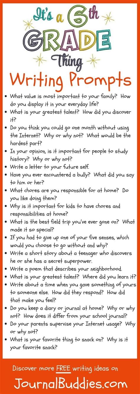 50 Writing Prompts For 6th Graders That Aren 6th Grade Writing Prompts - 6th Grade Writing Prompts