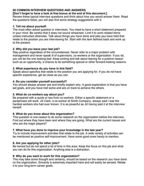 Full Download 50 Most Common Interview Questions And Answers Pdf 