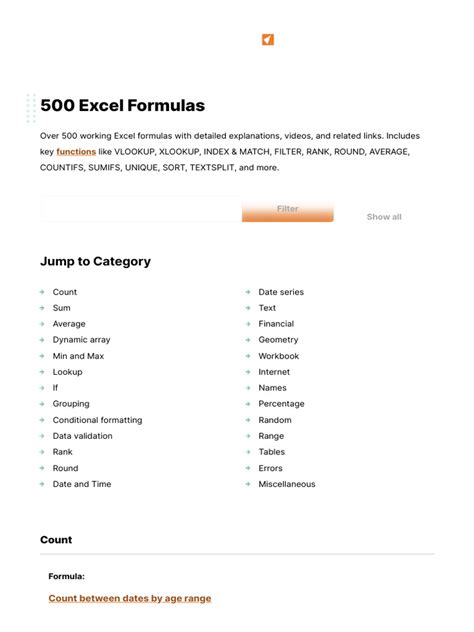 500 excel formulas