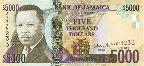 5000 Jamaican Dollars banknote (Hugh Shearer) - Exchange …