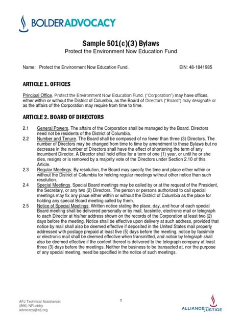 501 C 3 Bylaws Template