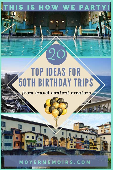50th birthday trip ideas. Some of the spots are great for a 2- or 3-day weekend (think: Nashville and Austin), while others benefit from a slightly longer stay, such as Portugal or Puerto Rico. Some are ideal for girls who want to go on trip in the U.S. (we recommend taking a road trip from Miami to Key West), while others are perfect for those who are hankering to go ... 